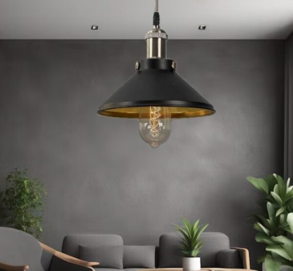 Hanging Light, E27 Antique Home Decor Hanging Lights for Home Decoration, Pendant Light, Pack of 1 Black(Silver)