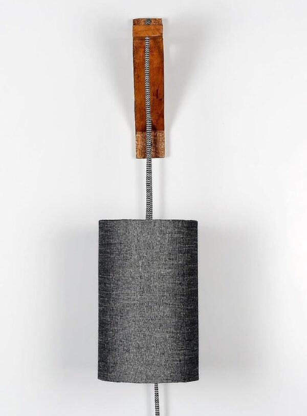 Cylinder Wall Light with Wooden Suppoter, Hanging Wall, Bedside & Study Table, Wall Lamp(Onxy Black) - Image 3