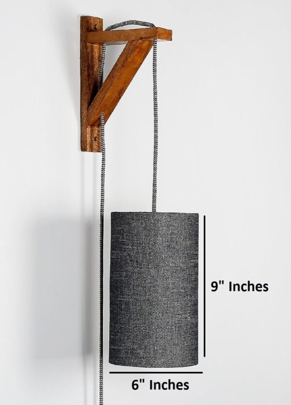 Cylinder Wall Light with Wooden Suppoter, Hanging Wall, Bedside & Study Table, Wall Lamp(Onxy Black) - Image 5