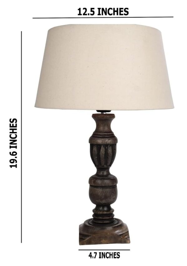 Rustic Wooden Table lamp for Home Decor, Living Room, Bedroom, Office, Farmhouse Entryway & Hallway Lamp, Pack of 2 (Antique Black Trophy) - Image 3