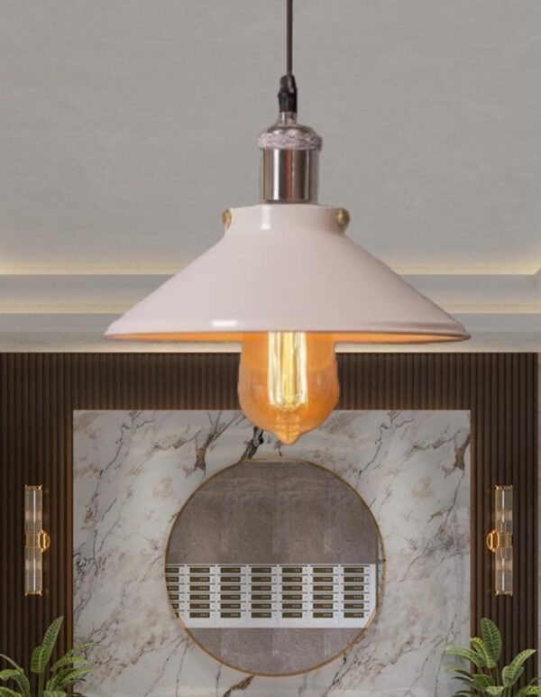 Hanging Light, E27 Antique Home Decor Hanging Lights for Home Decoration, Pendant Light, Pack of 1 White(Silver) - Image 2