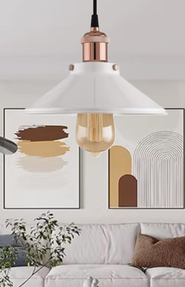 Hanging Light, E27 Antique Home Decor Hanging Lights for Home Decoration, Pendant Light, Pack of 1 White(Copper) - Image 3