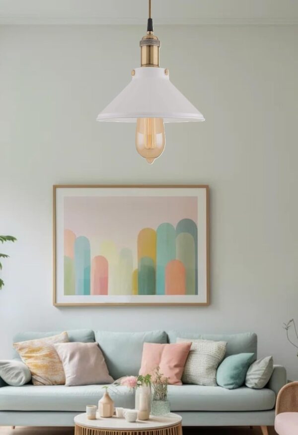 Hanging Light, E27 Antique Home Decor Hanging Lights for Home Decoration, Pendant Light, Pack of 1 White(Gold) - Image 3
