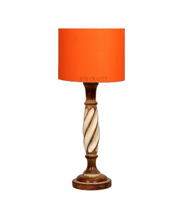 Twister Wooden Table Lamp, Side Table lamp for Bedroom, Night Table lamp Complete Set-(Orange) - Image 4