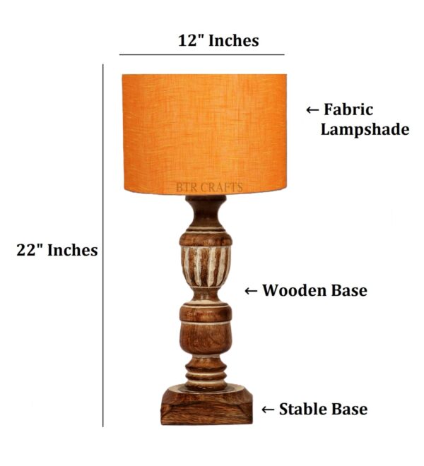 Rustic Wooden Table Lamp Suitable For Bedroom Office And Living Room, Pack Of 1(Complete Set) - Image 4