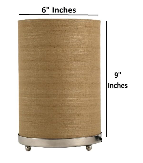 Small Round Table Lamp with Attached Metal Stand for Bedside, Study Table, Home Décor (Natural Jute) - Image 8