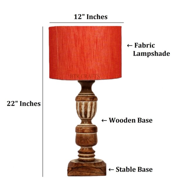 Rustic Wooden Table Lamp Suitable For Bedroom Office And Living Room, Pack Of 1(Complete Set) - Image 3