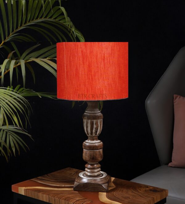 Rustic Wooden Table Lamp Suitable For Bedroom Office And Living Room, Pack Of 1(Complete Set) - Image 2