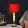 Twister Wooden Table Lamp, Side Table lamp for Bedroom, Night Table lamp Complete Set-(Red)