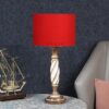 Twister Wooden Table Lamp, Side Table lamp for Bedroom, Night Table lamp Complete Set-(Red) - Image 2