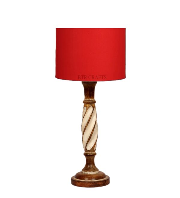 Twister Wooden Table Lamp, Side Table lamp for Bedroom, Night Table lamp Complete Set-(Red) - Image 5