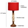 Twister Wooden Table Lamp, Side Table lamp for Bedroom, Night Table lamp Complete Set-(Red) - Image 3