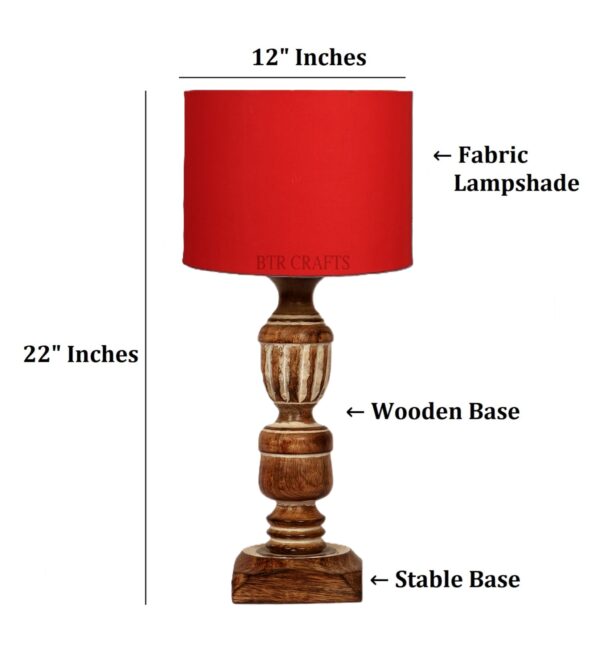 Rustic Wooden Table Lamp Suitable For Bedroom Office And Living Room, Pack Of 1(Complete Set) - Image 4