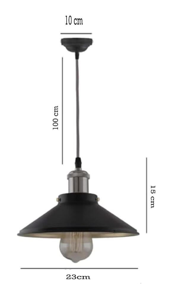Hanging Light, E27 Antique Home Decor Hanging Lights for Home Decoration, Pendant Light, Pack of 1 Black(Silver) - Image 5