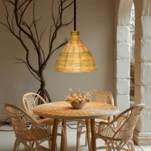 Cupola Hanging/Pendant Light, Bamboo Shade, Bulb Included(Set of 1)