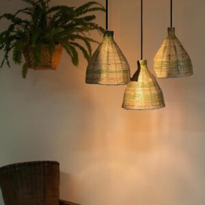 Cupola Hanging/Pendant Light, Bamboo Shade, Bulb Included(Set of 3)
