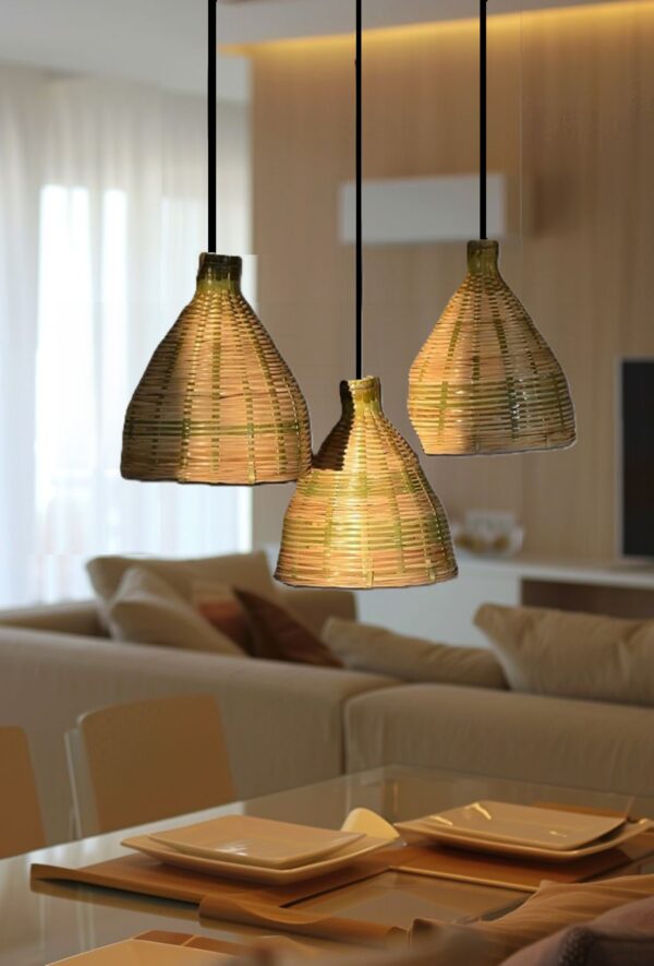 Cupola Hanging/Pendant Light, Bamboo Shade, Bulb Included(Set of 2) - Image 4