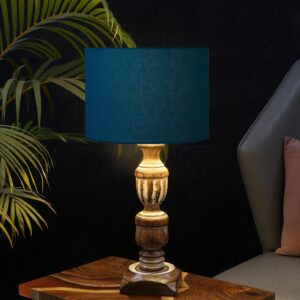 Rustic Wooden Table Lamp Suitable For Bedroom Office And Living Room, Pack Of 1(Complete Set)