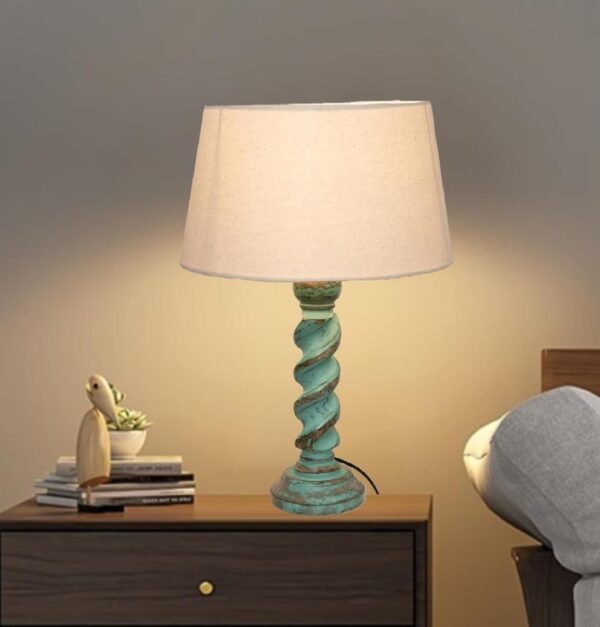 Rustic Wooden Table lamp for Home Decor, Living Room, Bedroom, Office, Farmhouse Entryway & Hallway Lamp, Pack of 2 (Twister Algae) - Image 2