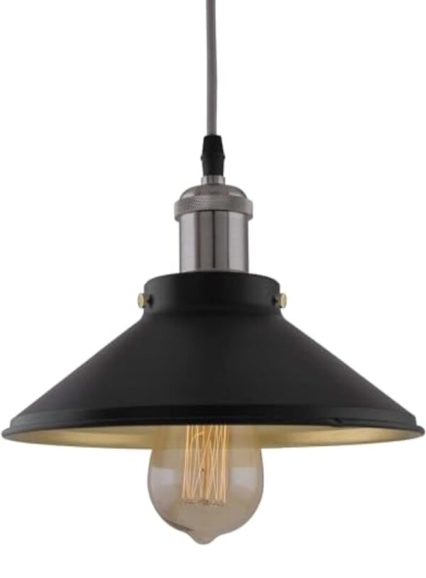 Hanging Light, E27 Antique Home Decor Hanging Lights for Home Decoration, Pendant Light, Pack of 1 Black(Silver) - Image 4