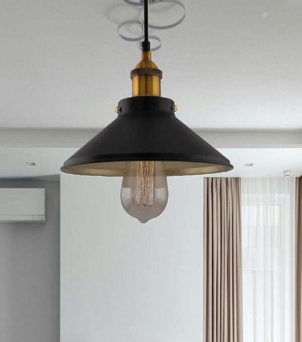 Hanging Light, E27 Antique Home Decor Hanging Lights for Home Decoration, Pendant Light, Pack of 1 Black(Gold)