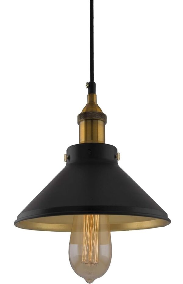 Hanging Light, E27 Antique Home Decor Hanging Lights for Home Decoration, Pendant Light, Pack of 1 Black(Gold) - Image 3