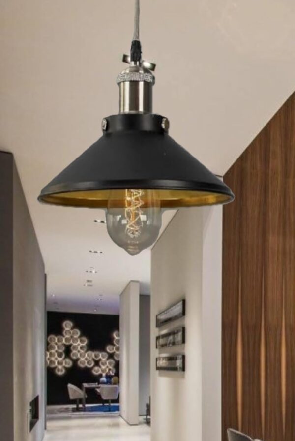 Hanging Light, E27 Antique Home Decor Hanging Lights for Home Decoration, Pendant Light, Pack of 1 Black(Silver) - Image 3