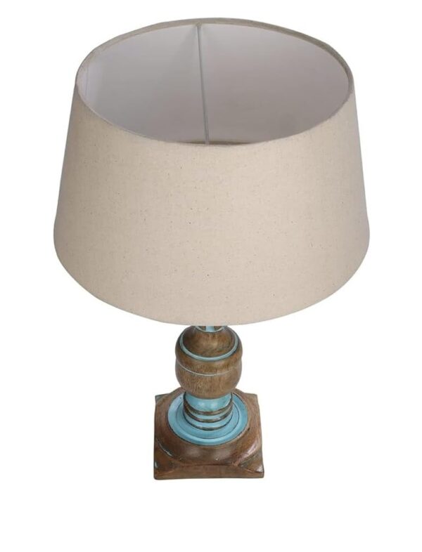 Rustic Wooden Table lamp for Home Decor, Living Room, Bedroom, Office, Farmhouse Entryway & Hallway Lamp, Pack of 2 (Antique Blue Trophy) - Image 6