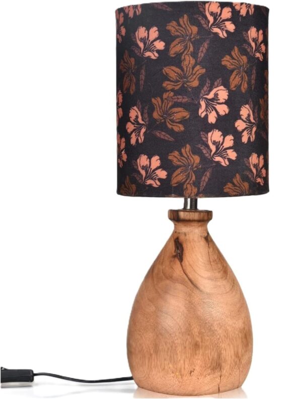 Wooden Table Lamp for Home Decor Bedside Table Lamp Night lamp for Living & Dining Room Gifting Items (Floral Gold) - Image 4