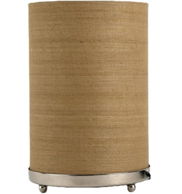 Small Round Table Lamp with Attached Metal Stand for Bedside, Study Table, Home Décor (Natural Jute) - Image 6