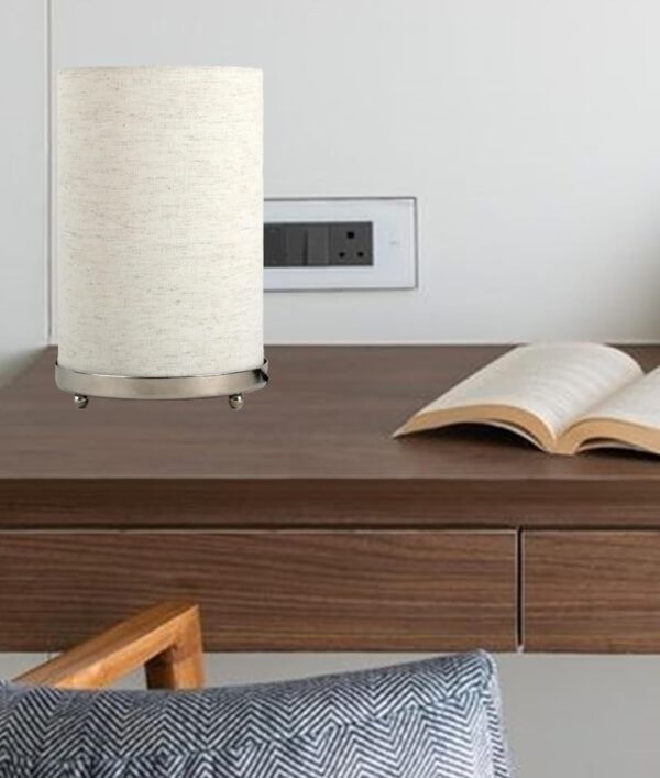 Small Round Table Lamp with Attached Metal Stand for Bedside, Study Table, Home Décor (Flex-texture) - Image 4