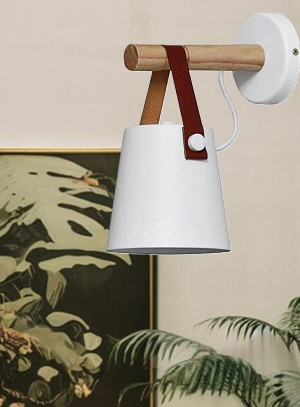 Elegant Wall Lamp, Indoor Light Fixture Wall Sconce Lamp Wooden Lighting Fixture Decorative Wall Light for Home, Living Room, EntryWay,Restaurant(White) - Image 4