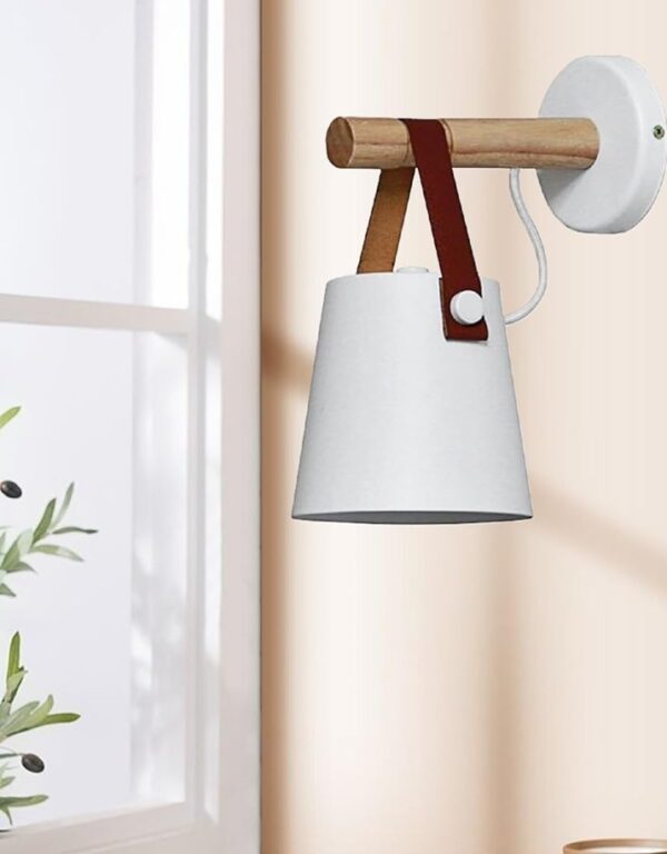Elegant Wall Lamp, Indoor Light Fixture Wall Sconce Lamp Wooden Lighting Fixture Decorative Wall Light for Home, Living Room, EntryWay,Restaurant(White) - Image 2