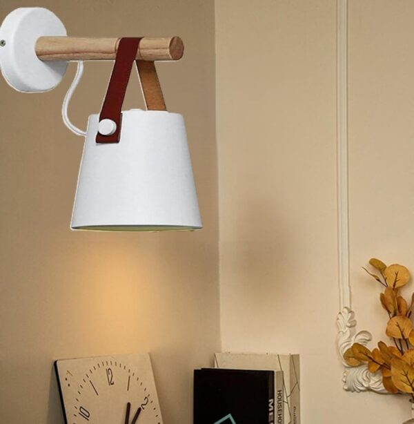 Elegant Wall Lamp, Indoor Light Fixture Wall Sconce Lamp Wooden Lighting Fixture Decorative Wall Light for Home, Living Room, EntryWay,Restaurant(White)