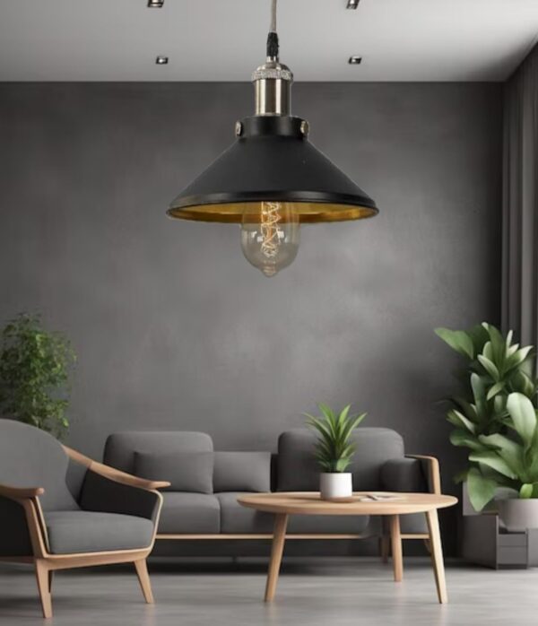 Hanging Light, E27 Antique Home Decor Hanging Lights for Home Decoration, Pendant Light, Pack of 1 Black(Silver) - Image 2