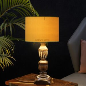 Rustic Wooden Table Lamp Suitable For Bedroom Office And Living Room, Pack Of 1(Complete Set)