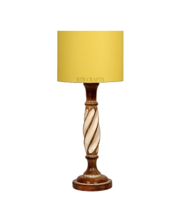 Twister Wooden Table Lamp, Side Table lamp for Bedroom, Night Table lamp Complete Set-(Yellow) - Image 5