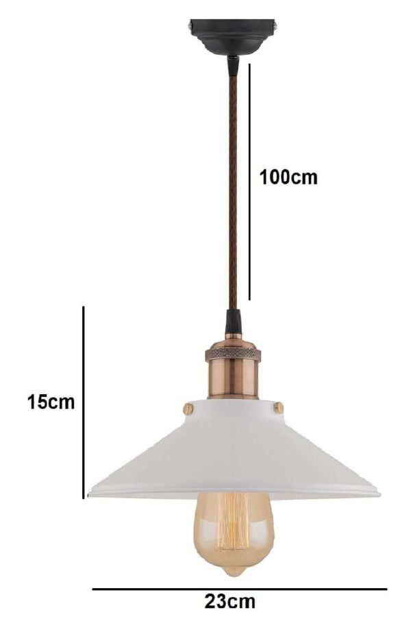 Hanging Light, E27 Antique Home Decor Hanging Lights for Home Decoration, Pendant Light, Pack of 1 White(Bronze) - Image 3
