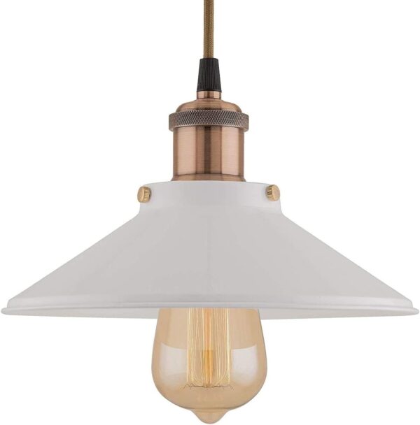 Hanging Light, E27 Antique Home Decor Hanging Lights for Home Decoration, Pendant Light, Pack of 1 White(Bronze) - Image 2