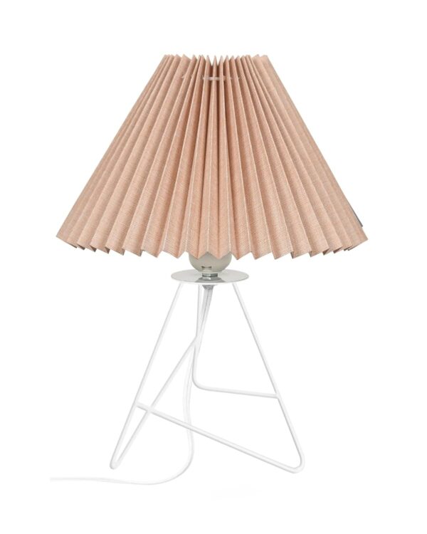 Modern Table Lamp with Iron Tripod Base and Pleated Fabric Shade – Warm Light for Bedroom, Living Room, or Study Desk(BEIGE) - Image 2