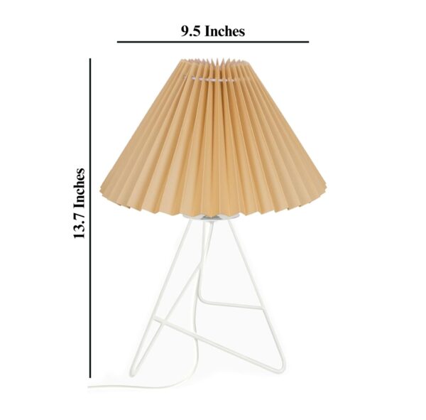 Modern Table Lamp with Iron Tripod Base and Pleated Fabric Shade – Warm Light for Bedroom, Living Room, or Study Desk(Hazelnut) - Image 5