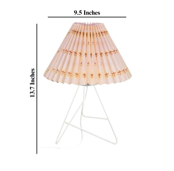 Modern Table Lamp with Iron Tripod Base and Pleated Fabric Shade – Warm Light for Bedroom, Living Room, or Study Desk(Floral Petal) - Image 3