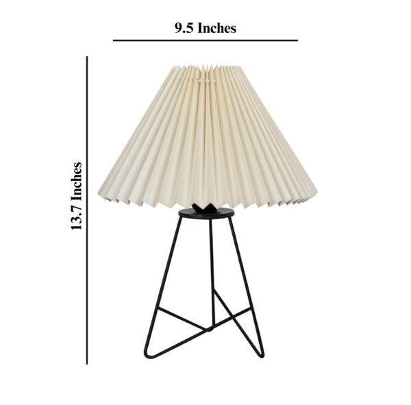 Modern Table Lamp with Iron Tripod Base and Pleated Fabric Shade – Warm Light for Bedroom, Living Room, or Study Desk(Pleated Cream) - Image 3