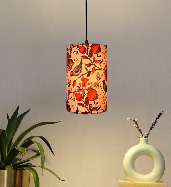 BTR Crafts Decorative Cylinder Pendant Lamp with Bird Print Shade – Modern Fabric Hanging Light for Home Interiors - Image 2