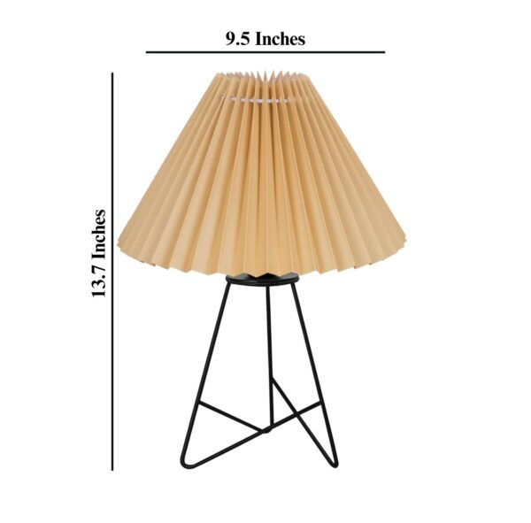 Modern Table Lamp with Iron Tripod Base and Pleated Fabric Shade – Warm Light for Bedroom, Living Room, or Study Desk(Hazelnut Shade) - Image 3
