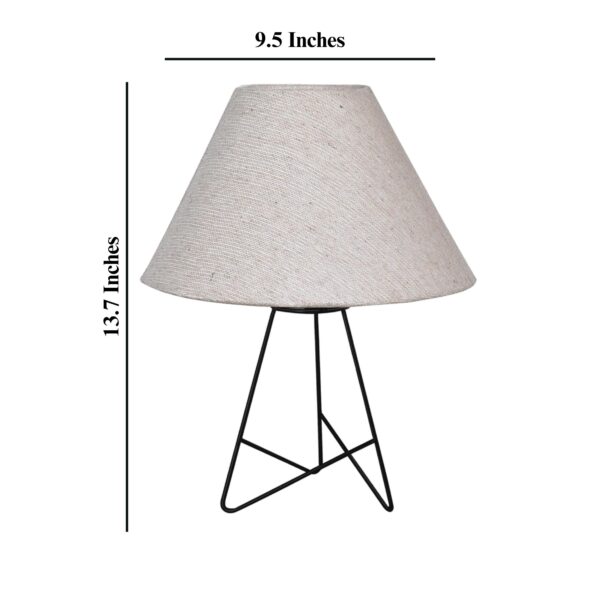 Modern Table Lamp with Iron Tripod Base and Pleated Fabric Shade – Warm Light for Bedroom, Living Room, or Study Desk(Jute Cone) - Image 4