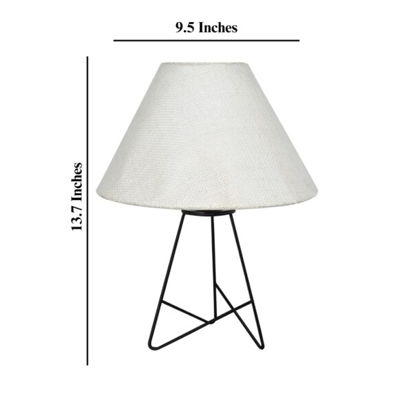 Modern Table Lamp with Iron Tripod Base and Pleated Fabric Shade – Warm Light for Bedroom, Living Room, or Study Desk(Off White Cone) - Image 3