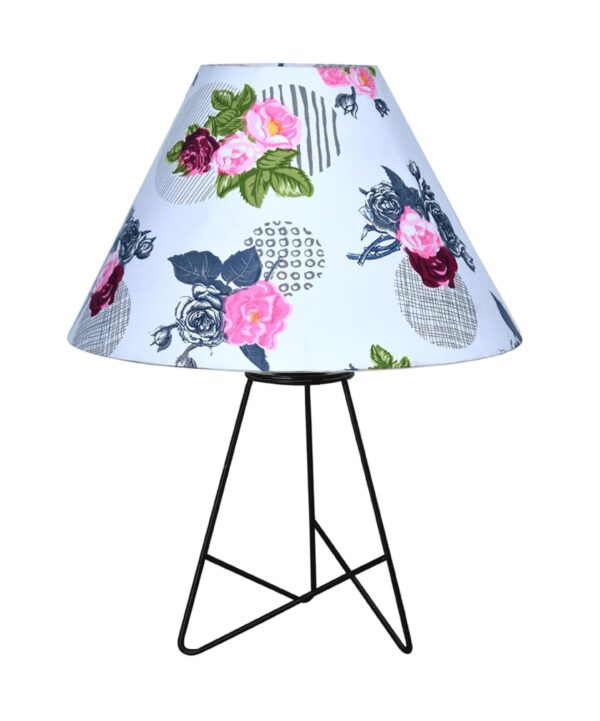 Modern Table Lamp with Iron Tripod Base and Pleated Fabric Shade – Warm Light for Bedroom, Living Room, or Study Desk(Rose) - Image 2