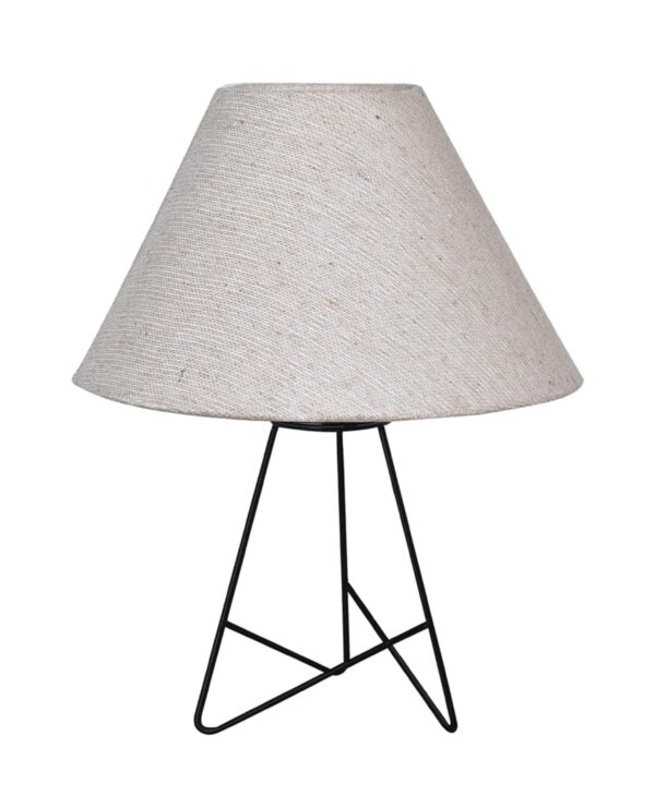 Modern Table Lamp with Iron Tripod Base and Pleated Fabric Shade – Warm Light for Bedroom, Living Room, or Study Desk(Jute Cone) - Image 2