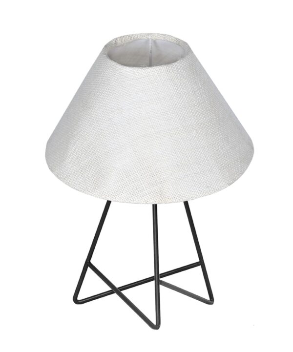 Modern Table Lamp with Iron Tripod Base and Pleated Fabric Shade – Warm Light for Bedroom, Living Room, or Study Desk(Off White Cone) - Image 4